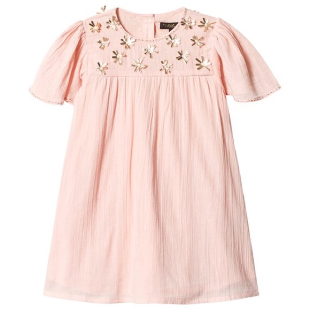 🆕 Velveteen Pink Flower Appliqué Dress